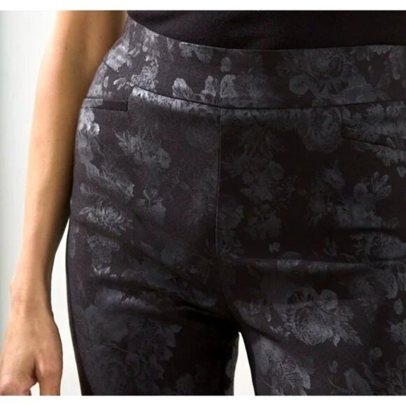 Chicos So Slimming Brigitte Tonal Jacquard Slim Ankle Pants  Black Size 4R - Picture 13 of 14
